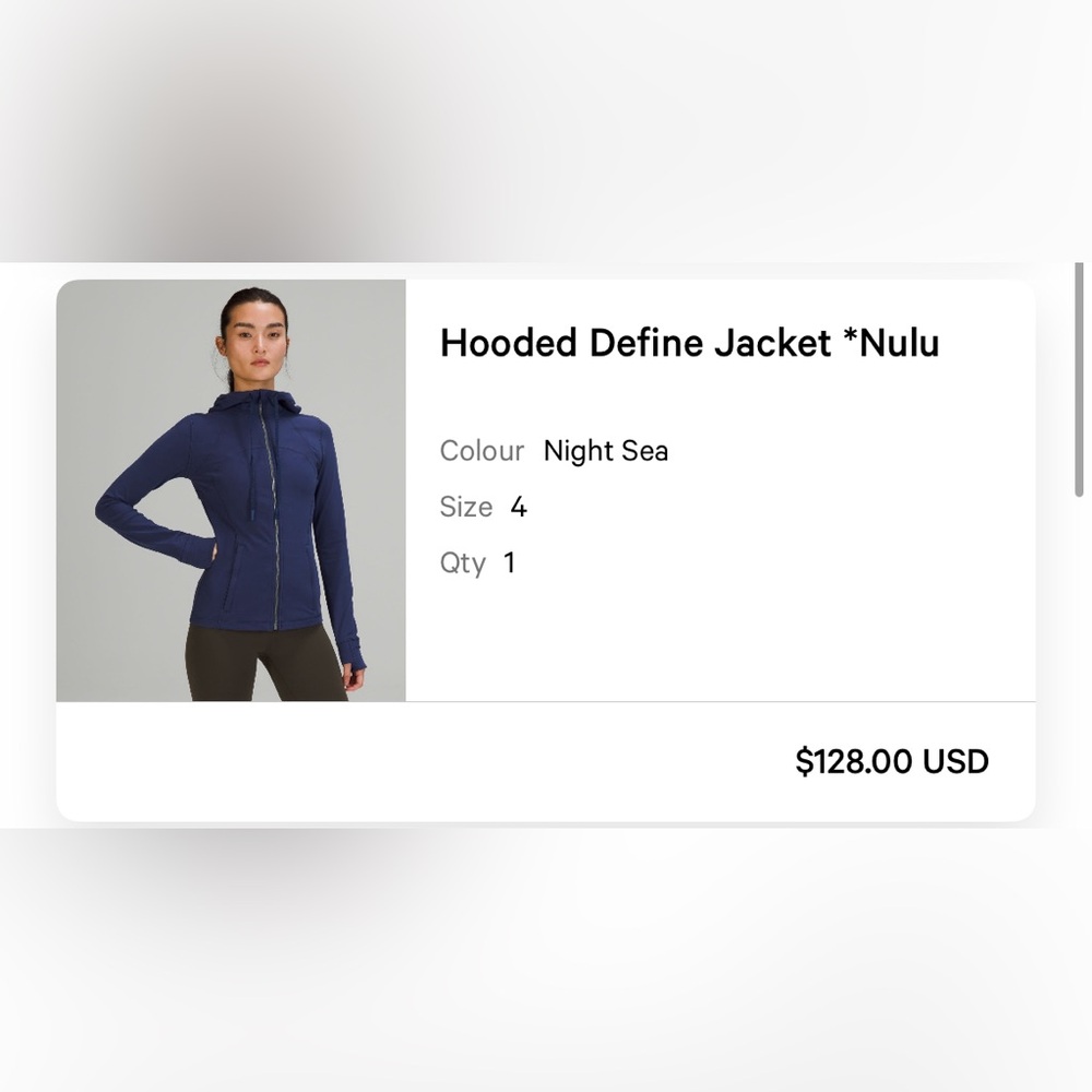 Hooded Define Jacket *Nulu
Colour Night Sea
Size 4